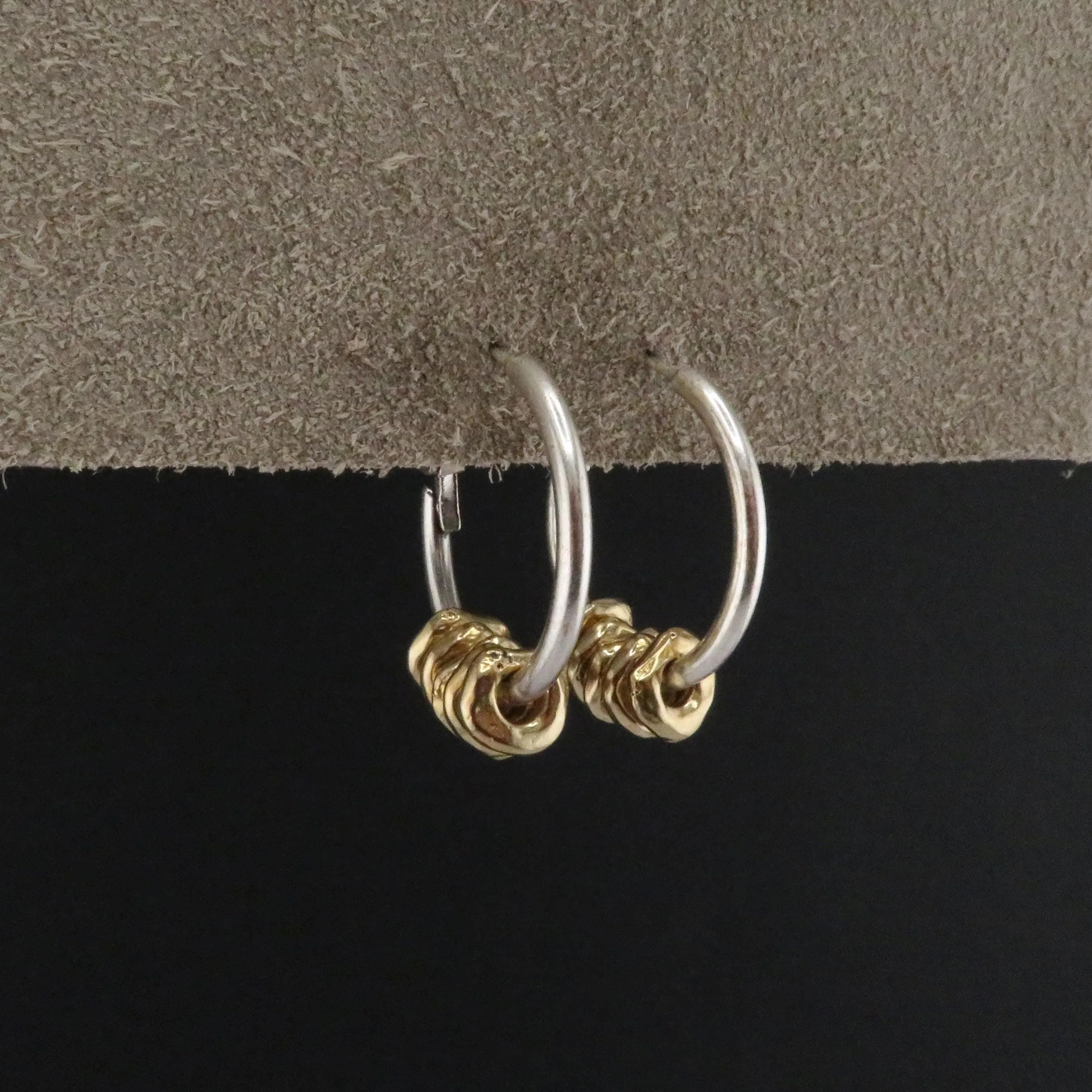 Silver Bronze Dangly Hoops