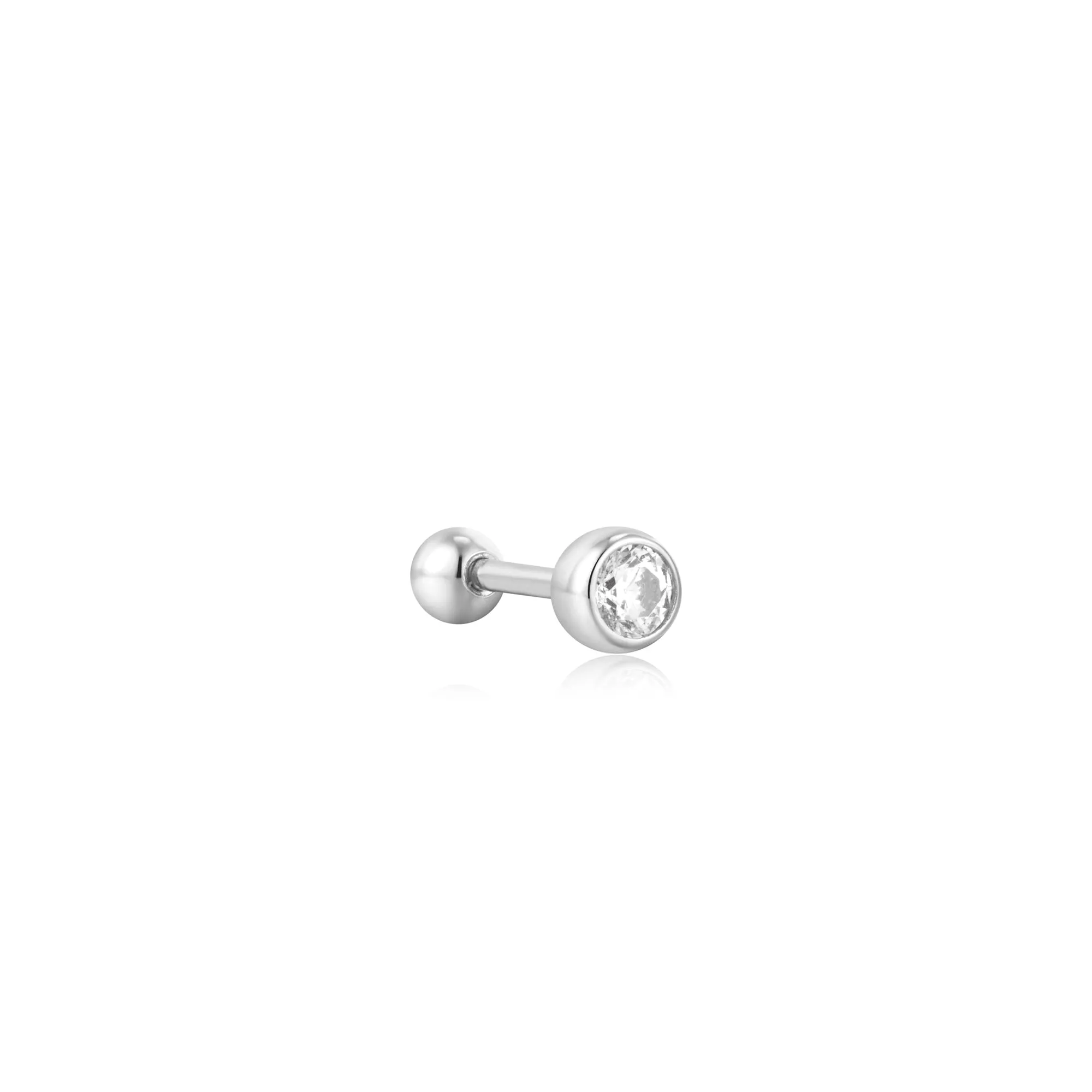 Silver Solitaire Cubic Zirconia Barbell
