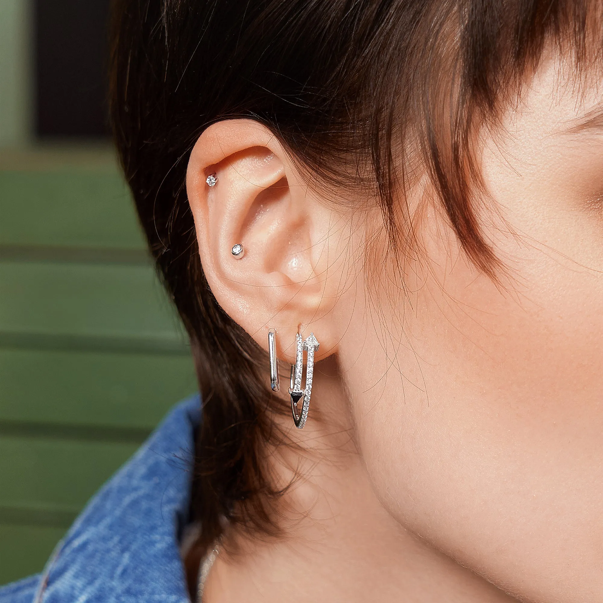 Silver Solitaire Cubic Zirconia Barbell