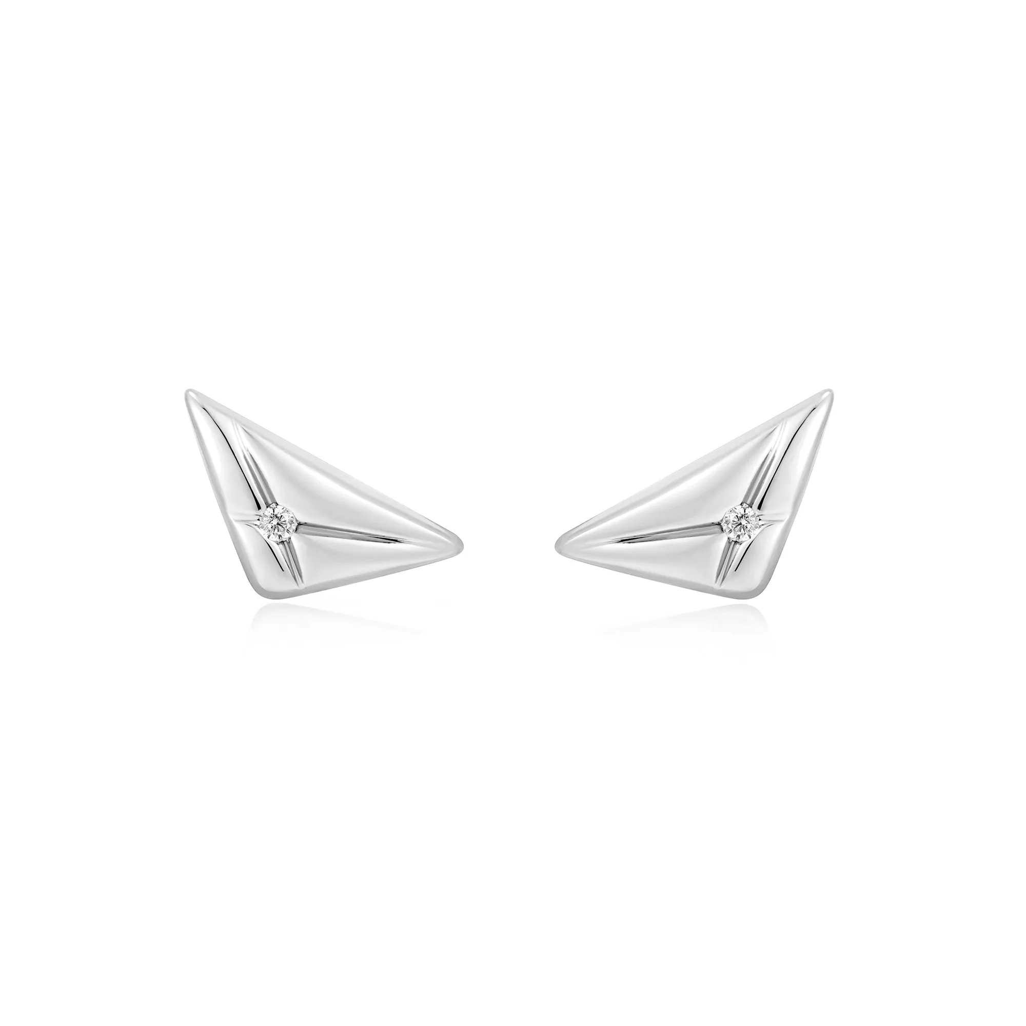 Silver Triangle Kiss Studs