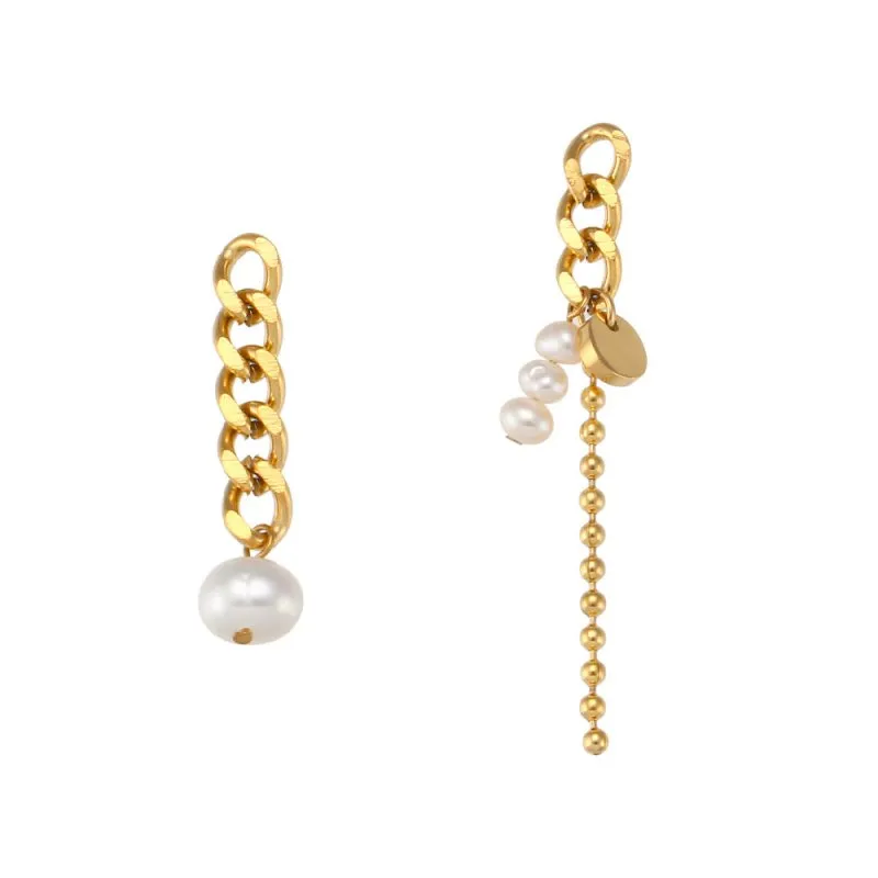 Simple Personality Ornament Stainless Steel Light Luxury Asymmetric Temperamental Earrings Earrings