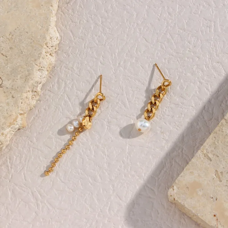 Simple Personality Ornament Stainless Steel Light Luxury Asymmetric Temperamental Earrings Earrings