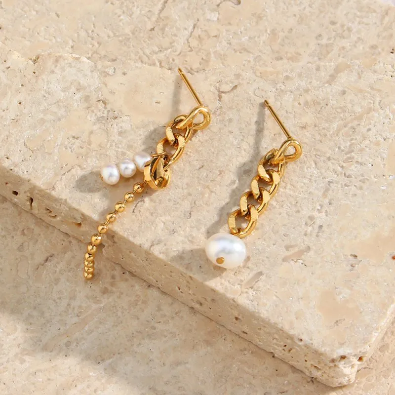 Simple Personality Ornament Stainless Steel Light Luxury Asymmetric Temperamental Earrings Earrings