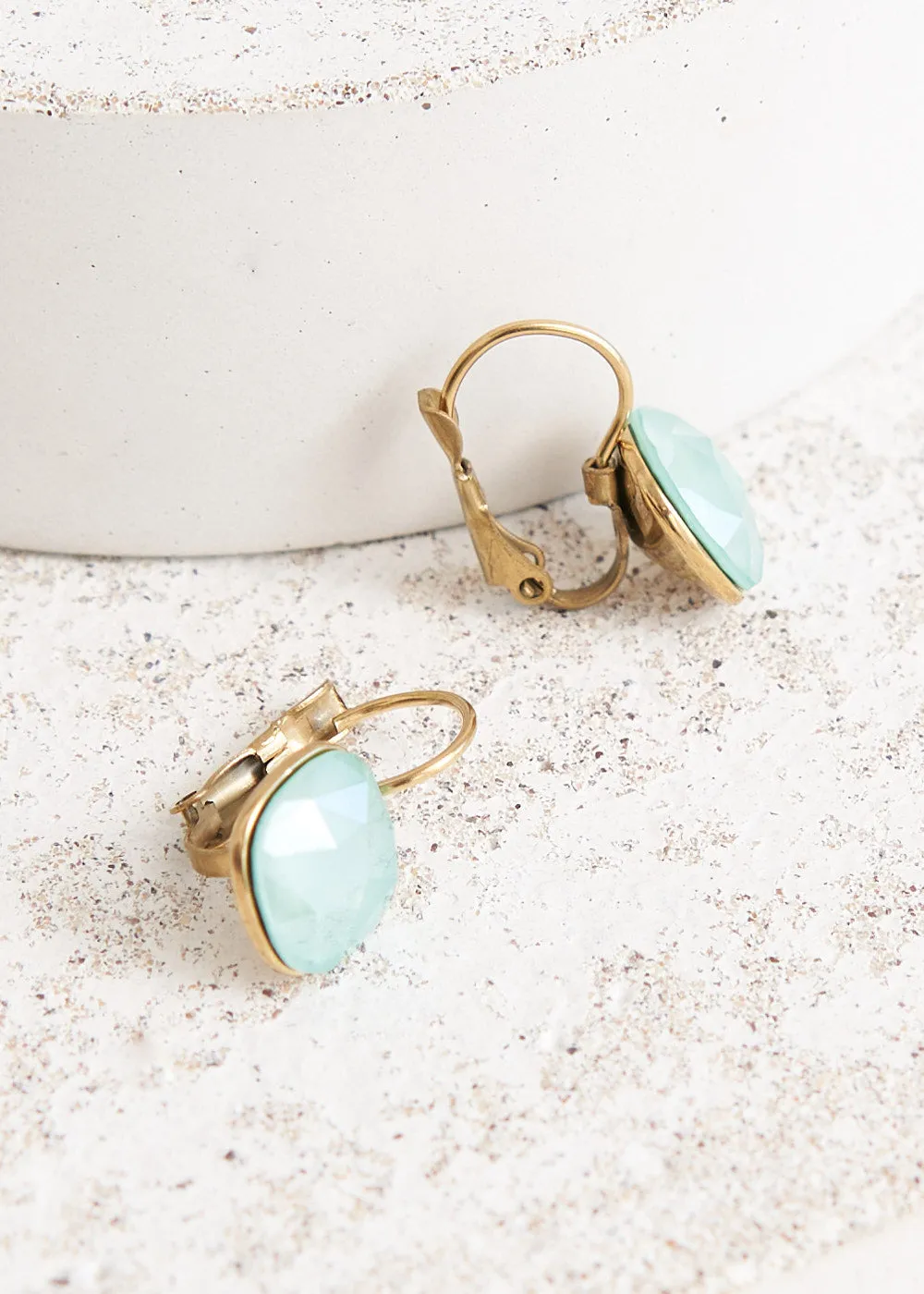 SOFYA GOLD GILDED CRYSTAL DROP EARRINGS - AQUA