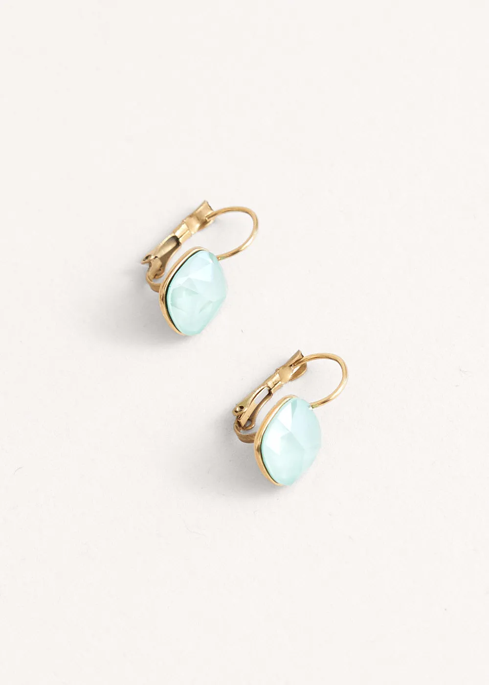SOFYA GOLD GILDED CRYSTAL DROP EARRINGS - AQUA