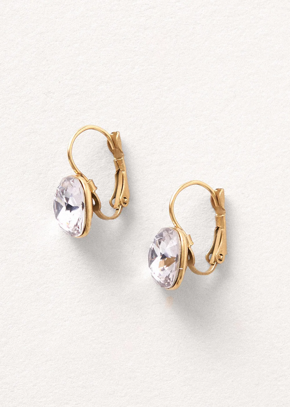 SOFYA GOLD GILDED CRYSTAL DROP EARRINGS - VIOLET