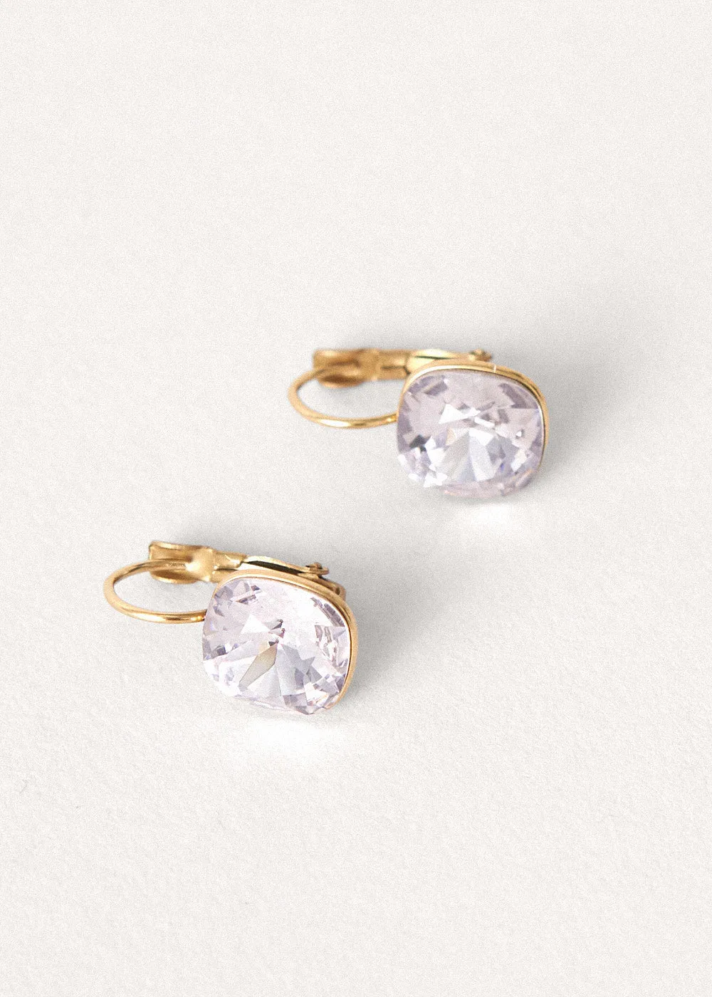 SOFYA GOLD GILDED CRYSTAL DROP EARRINGS - VIOLET