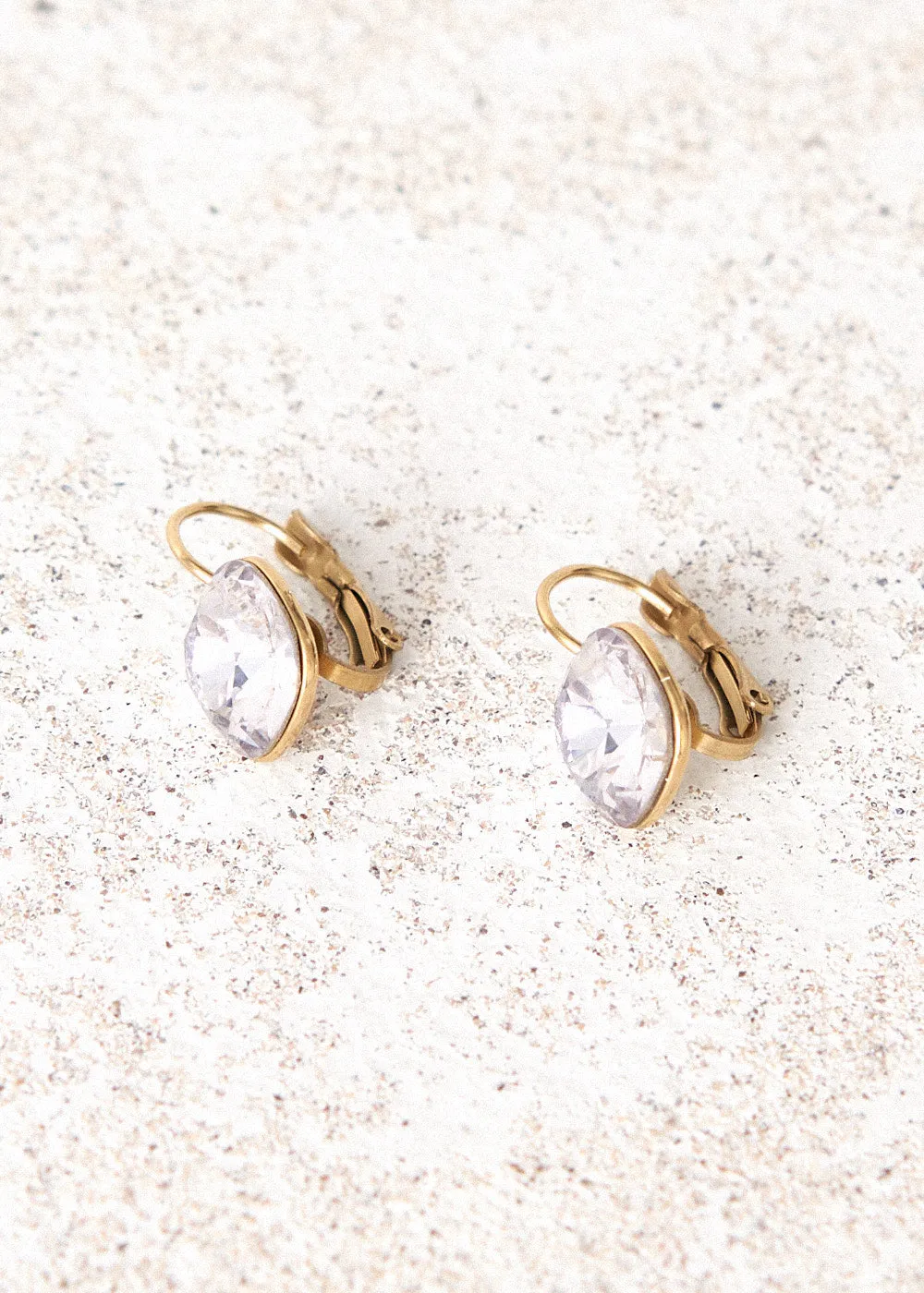 SOFYA GOLD GILDED CRYSTAL DROP EARRINGS - VIOLET