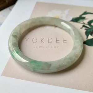 SOLD OUT: 52.4mm A-Grade Natural Light Green Jadeite Traditional Round Bangle No.151944