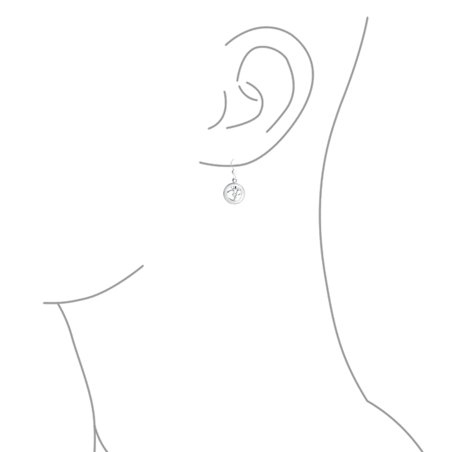 Spiritual Amulet Dangle Earrings Aum Om Ohm Sanskrit Symbol Sterling Silver