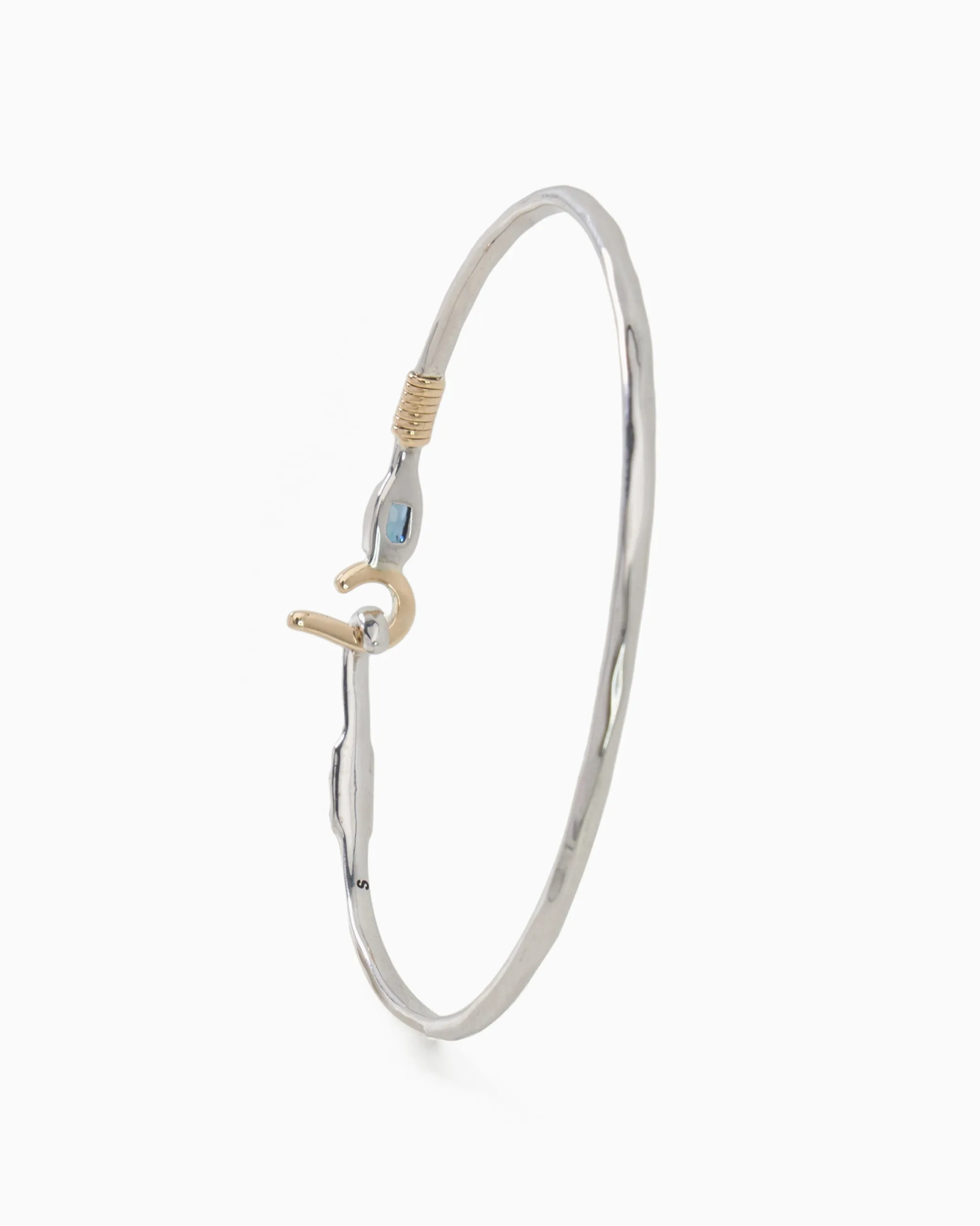 St. John Hook Bracelet with Rectangular Stone, 2mm - London Blue Topaz
