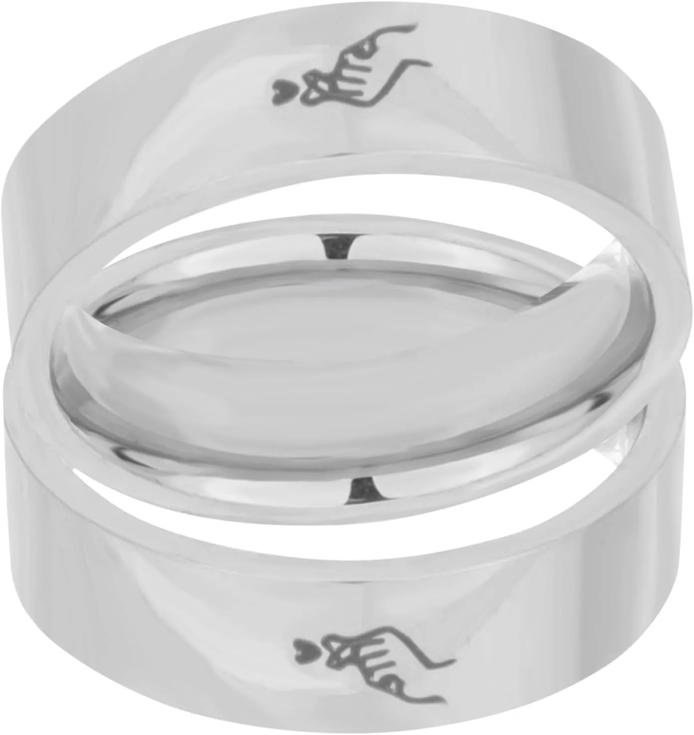 Stainless Steel Couples Ring Engraved Love Them Pattern Comfortable and Matching Ring Set