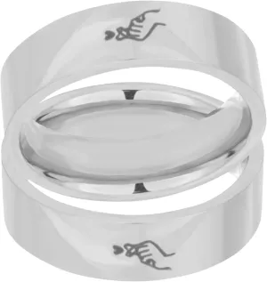 Stainless Steel Couples Ring Engraved Love Them Pattern Comfortable and Matching Ring Set