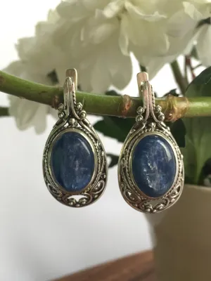 Statement Kyanite Earrings - Kyanite Heavy Earrings - Natural Kyanite Earrings