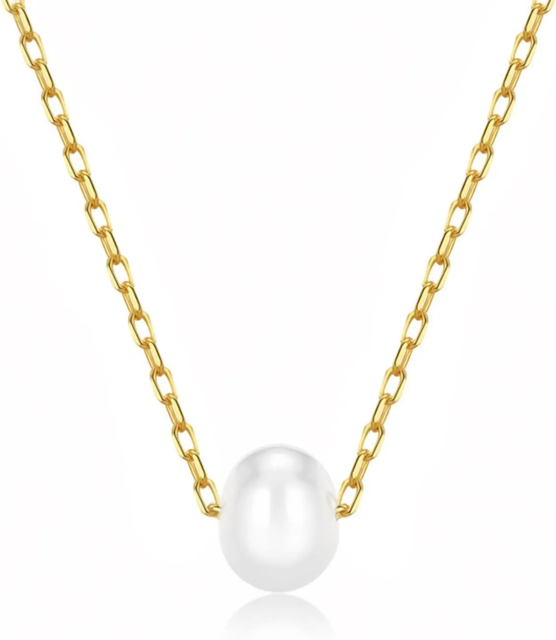 Sterling Silver Necklace for Women Dainty Freshwater Pearl Pendant Necklace Gold Plated Pearl Choker
