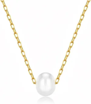 Sterling Silver Necklace for Women Dainty Freshwater Pearl Pendant Necklace Gold Plated Pearl Choker