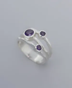 Sterling Silver Triple Amethyst Ring