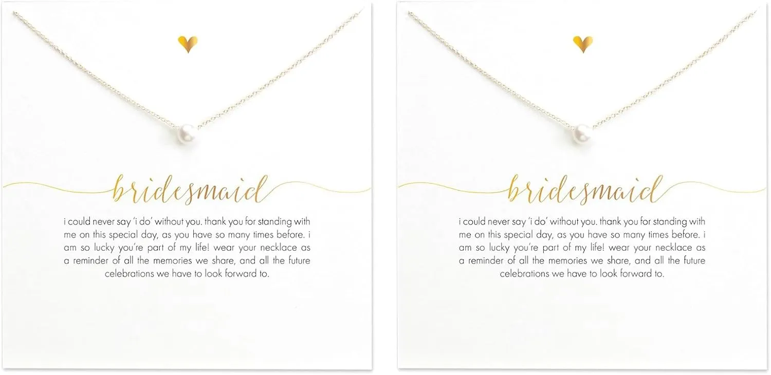 Stocking Stuffers Holiday Outfits for Women 2024 2/3/4Pcs Bridesmaid Gifts for Wedding Day Bridesmaid Necklaces Pearl Pendant Necklace Bridesmaid Proposal Gifts Wedding Jewelry Bridesmaid Gift Accessories
