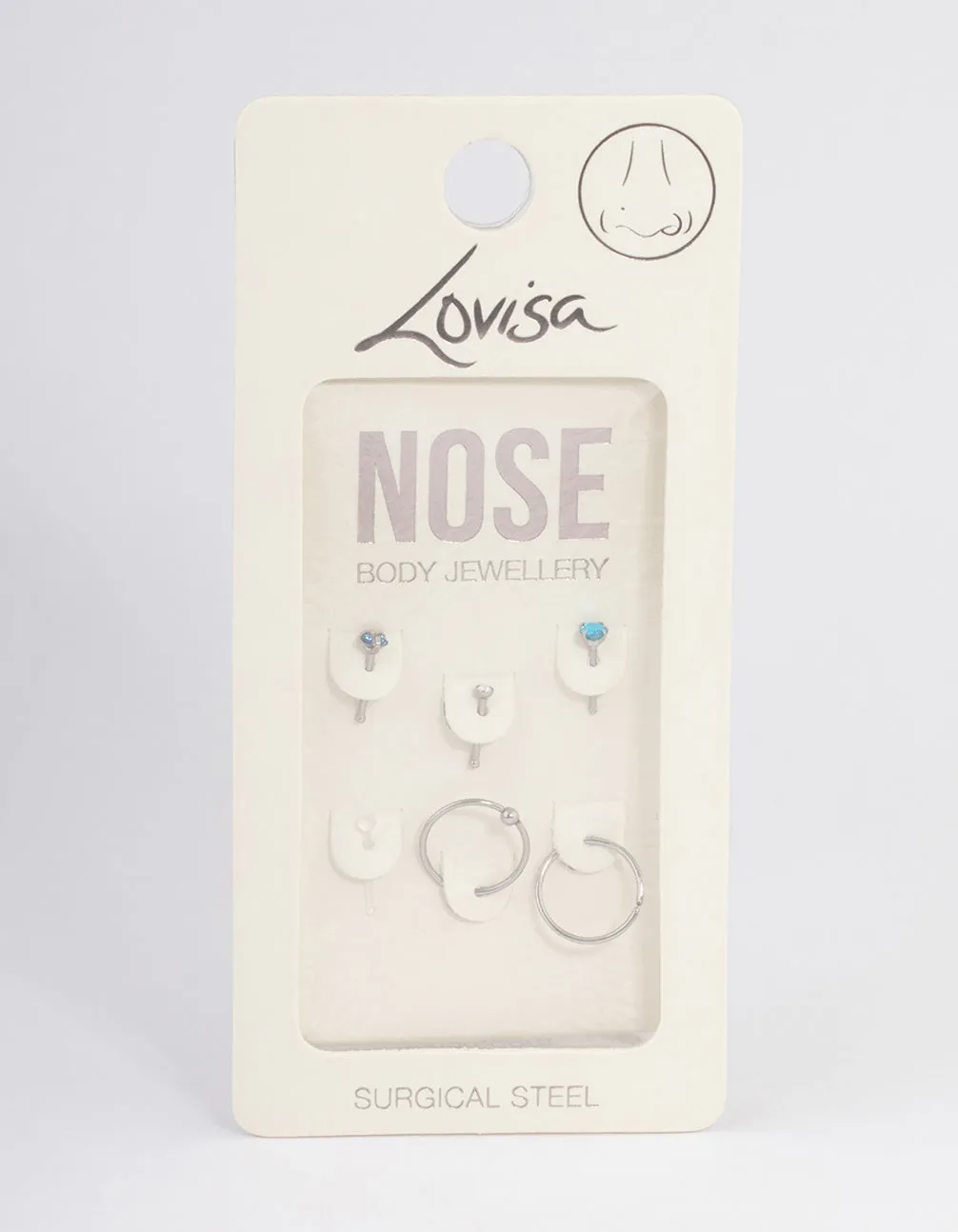 Surgical Steel Blue Nose Stud 6-Pack