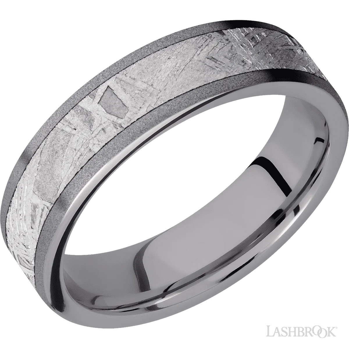 Tantalum with Sand Finish and Meteorite Inlay - 6MM