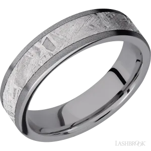 Tantalum with Sand Finish and Meteorite Inlay - 6MM