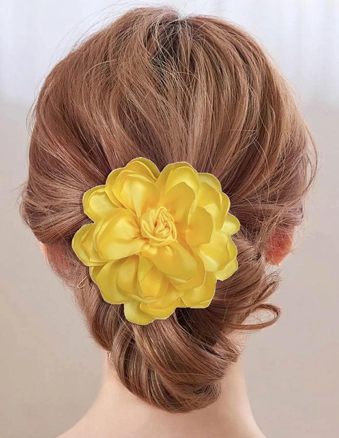 Tornito 6Pcs Rose Brooch and Pin Fabric Flower Lapel Pin Hair Clip Hat Pin Wedding Party Dance Banquet Dress Clothes Accessories for Women Yellow White Red Black Blue Green Pink Khaki Tone 10cm 12cm