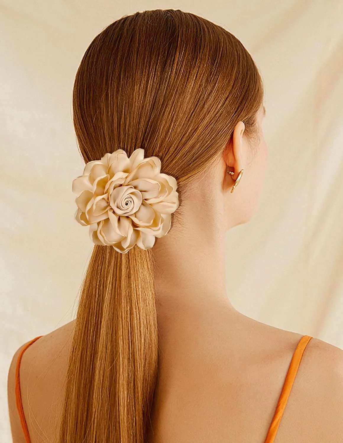 Tornito 6Pcs Rose Brooch and Pin Fabric Flower Lapel Pin Hair Clip Hat Pin Wedding Party Dance Banquet Dress Clothes Accessories for Women Yellow White Red Black Blue Green Pink Khaki Tone 10cm 12cm