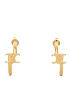 TRIOMPHE ASYMMETRIC HOOP EARRINGS IN BRASS GOLD FINISH
