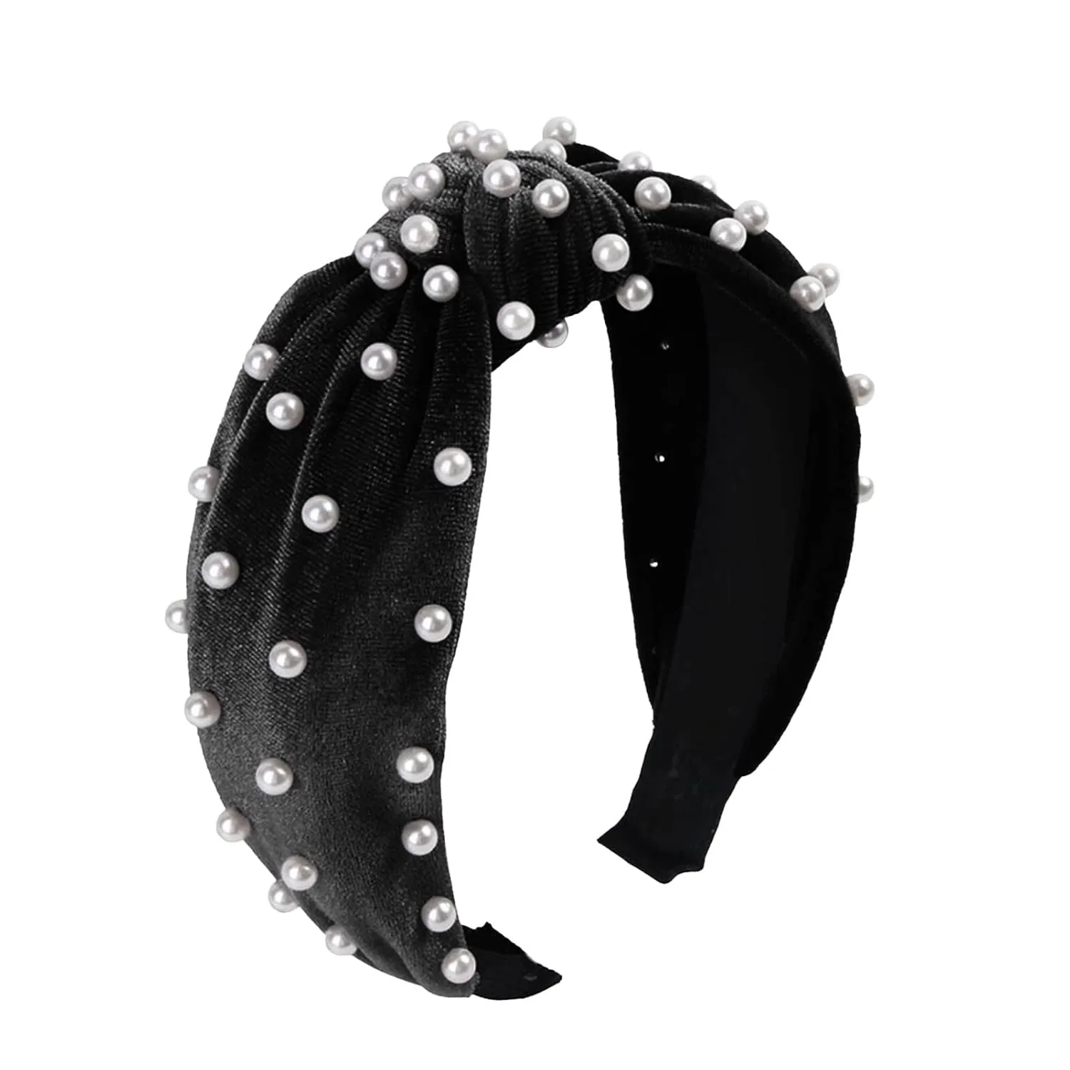 Turban Headbands for Women Pearls Knotted Head Bands Elastic Rhinestone Hair Bands Wedding Hair Accessories