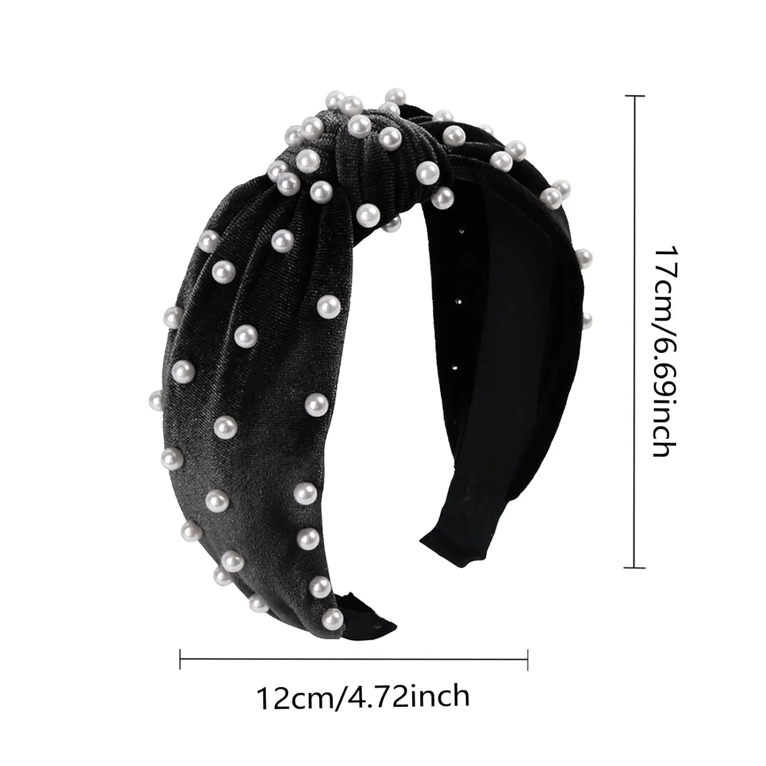 Turban Headbands for Women Pearls Knotted Head Bands Elastic Rhinestone Hair Bands Wedding Hair Accessories