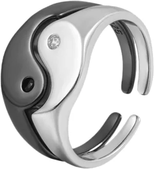 Unique Pair of Couples Ring Yin Matching Jewelry Perfect Engagement Present