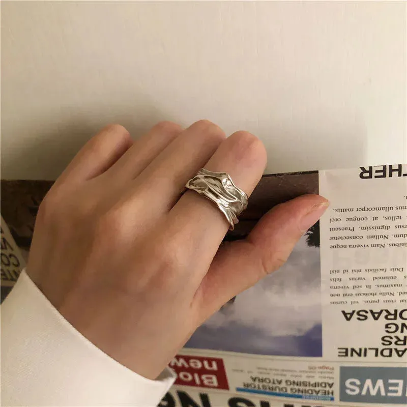 VAIGE Irregular Textured Silver Ring in Copper-Infused .925 Sterling