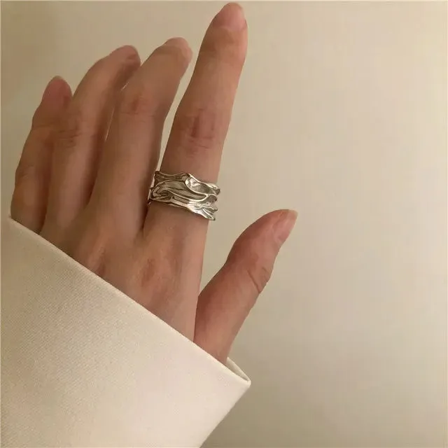 VAIGE Irregular Textured Silver Ring in Copper-Infused .925 Sterling
