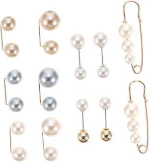 VANZACK 12Pcs Decorative Pearl Brooch Pin Durable Alloy Waist Cinching Fixed Clothes Pins for Women Elegant Accessories to Prevent Clothing Exposure