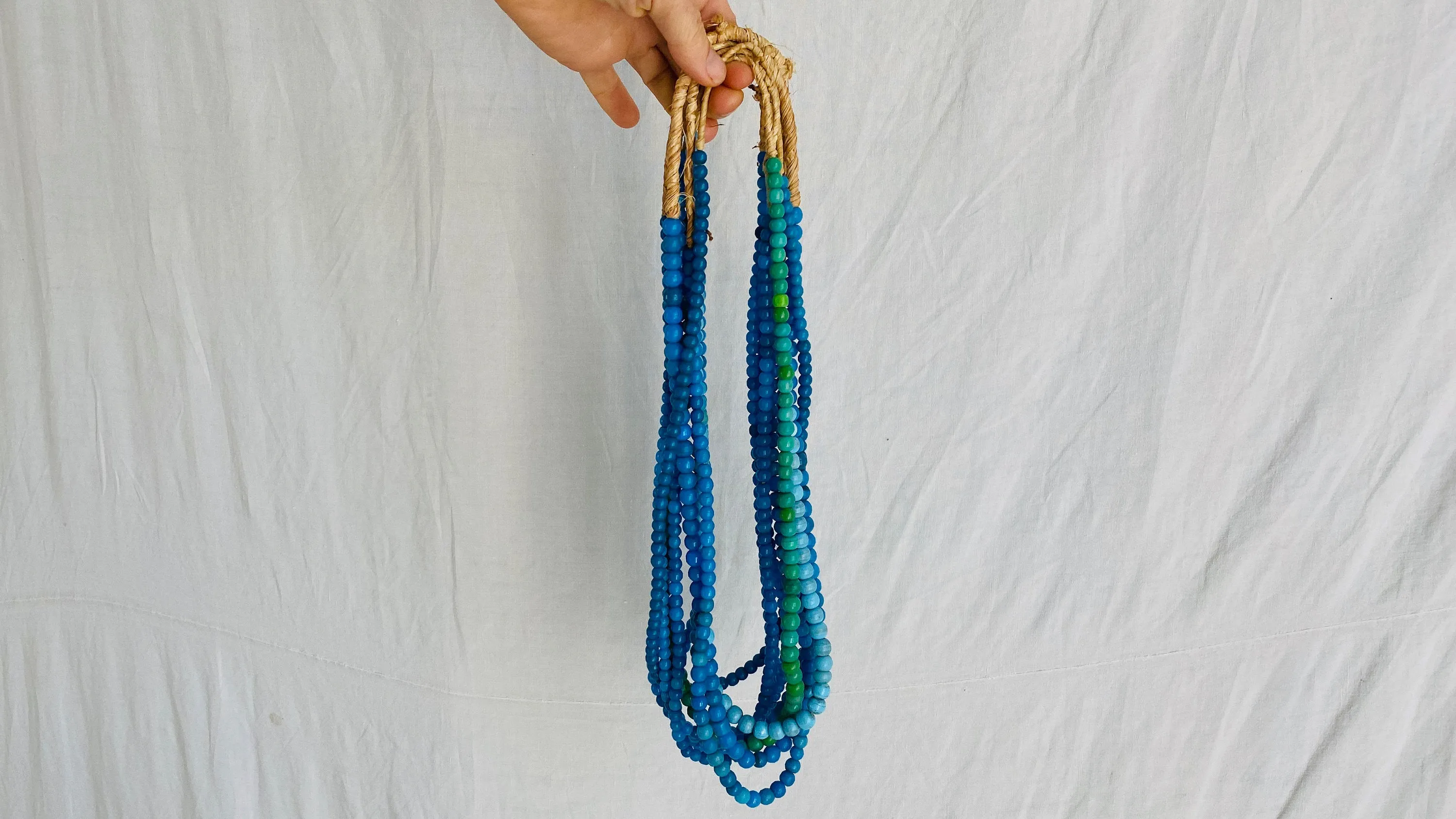 Vintage African Multi Strand Necklace. Ghana. Blues.