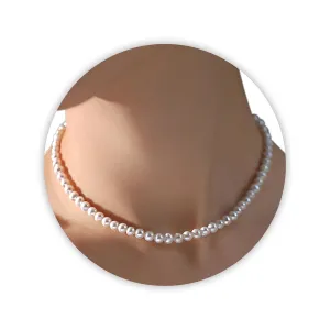 White Pearl Necklace, 6 MM Small Pearl Necklaces for Women Bead Strands, Vintage Faux Pearl Necklaces Choker for Girls as Pearl Costume Weddings Gifts Pearl Beach Accessories Collar De Perlas