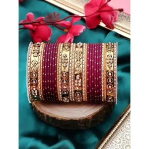 Wine Metal Bangle Set (Set of 2)