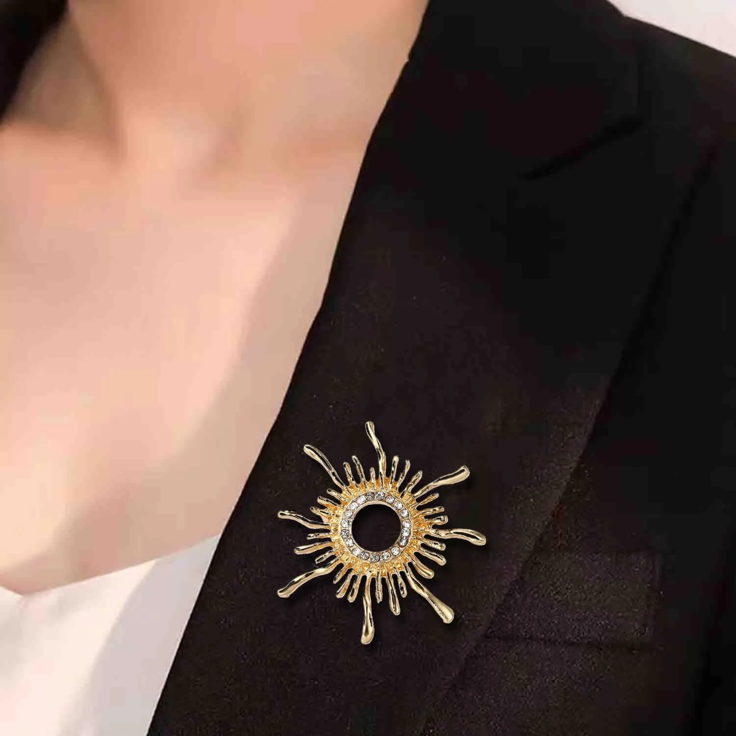 Women's Crystal Pearl Flower Brooches Elegant Enamel Rhinestone Floral Statement Brooch Pins Fashion Jewelry Accessories for Women Gift Gold
