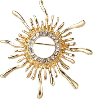 Women's Crystal Pearl Flower Brooches Elegant Enamel Rhinestone Floral Statement Brooch Pins Fashion Jewelry Accessories for Women Gift Gold
