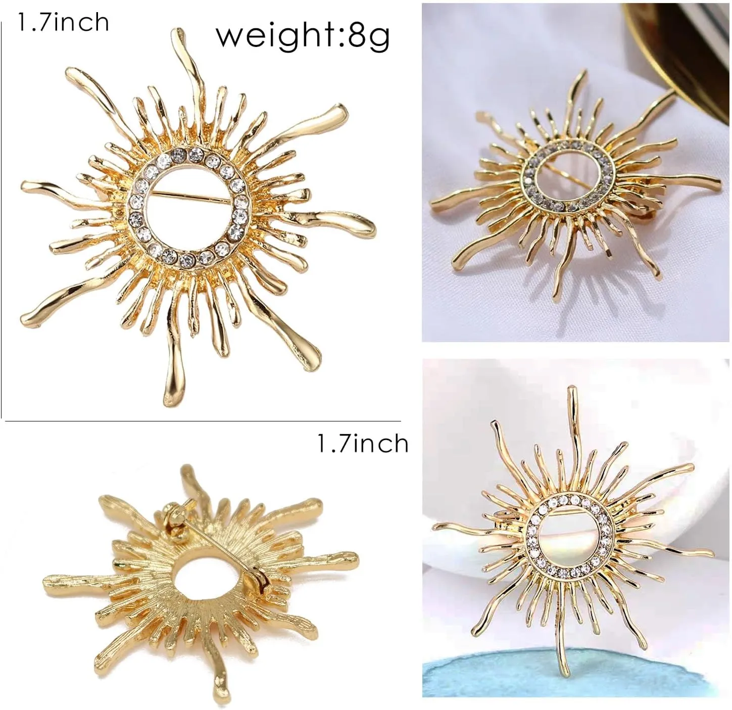 Women's Crystal Pearl Flower Brooches Elegant Enamel Rhinestone Floral Statement Brooch Pins Fashion Jewelry Accessories for Women Gift Gold
