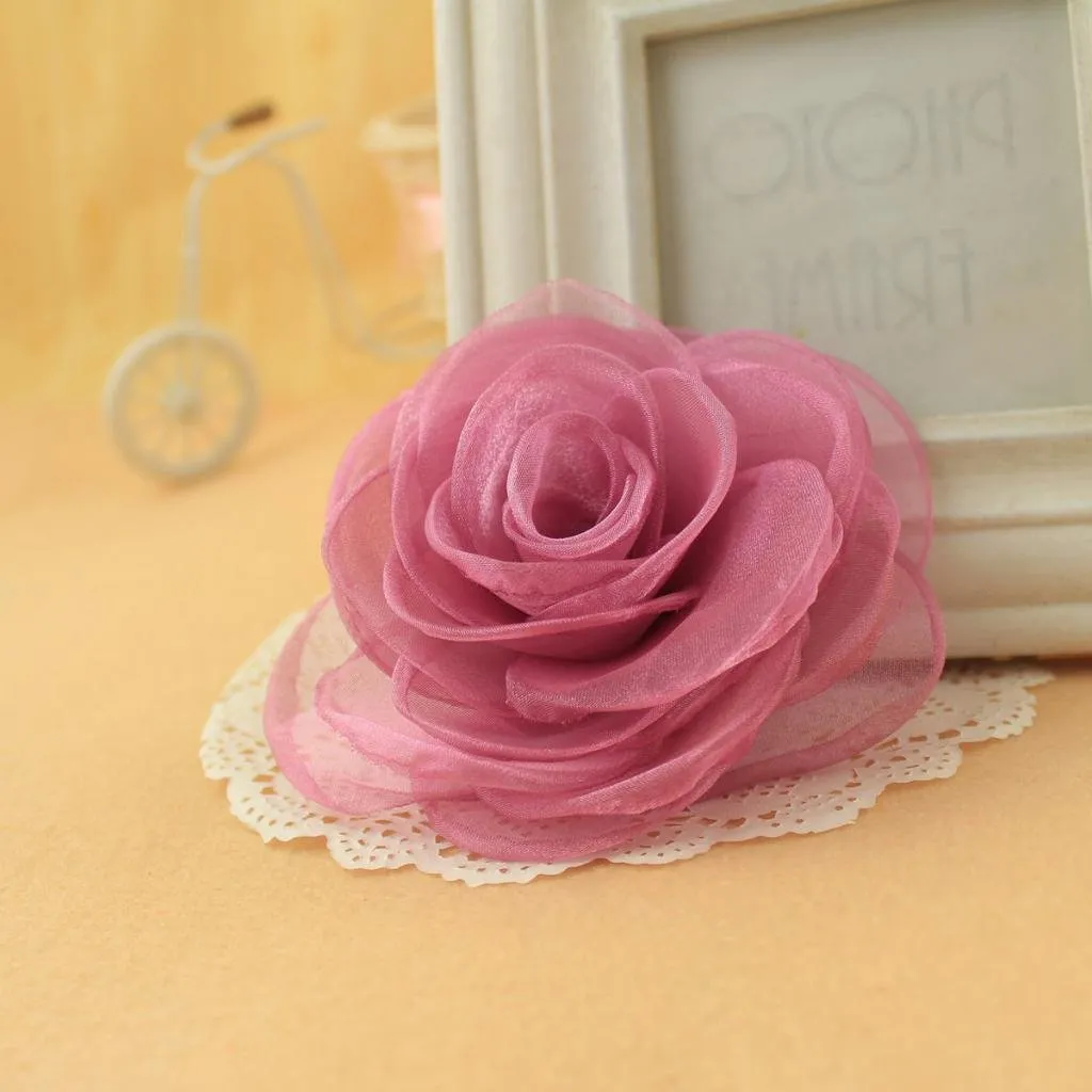 Women's Lovely Flower Hair Clip, Rose Brooch Pin, Floral Hair Clips for Women, Hat Pins, Light Purple, Hair Accessory