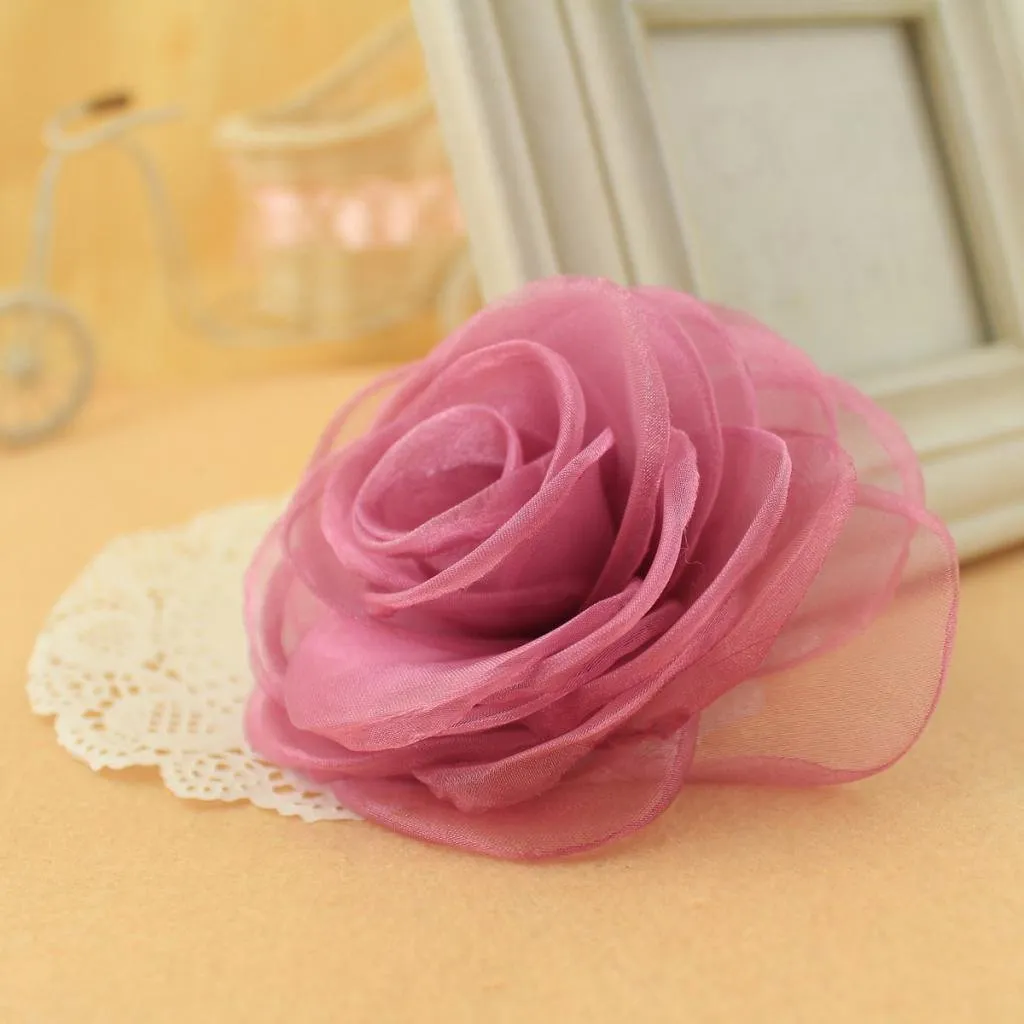Women's Lovely Flower Hair Clip, Rose Brooch Pin, Floral Hair Clips for Women, Hat Pins, Light Purple, Hair Accessory