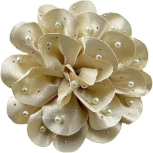 Women's oversized elegant Large flower Pearl Brooch Hairpin Headflower hat accessories suit lapel wedding corsage(5.12in)