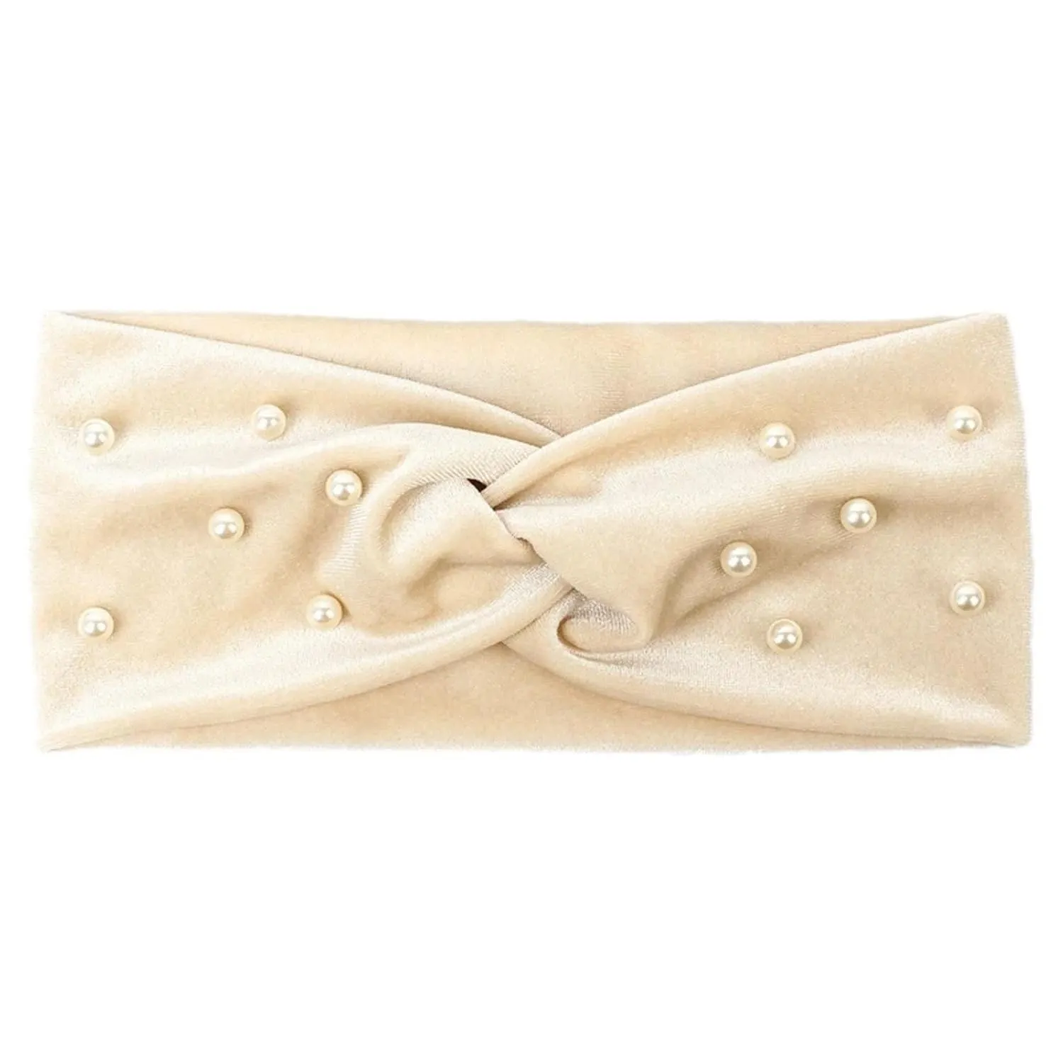Women's Pearls Knotted Headbands - Female Soft Elastic Headwear Scrunchies Hair Accessories