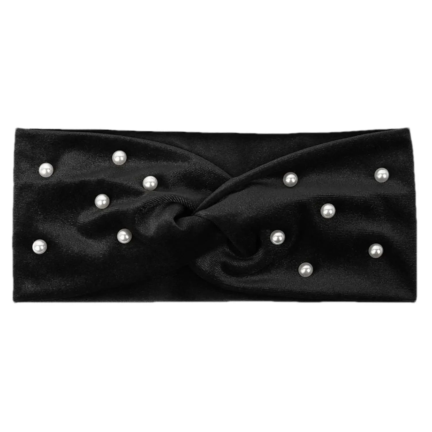 Women's Pearls Knotted Headbands - Female Soft Elastic Headwear Scrunchies Hair Accessories