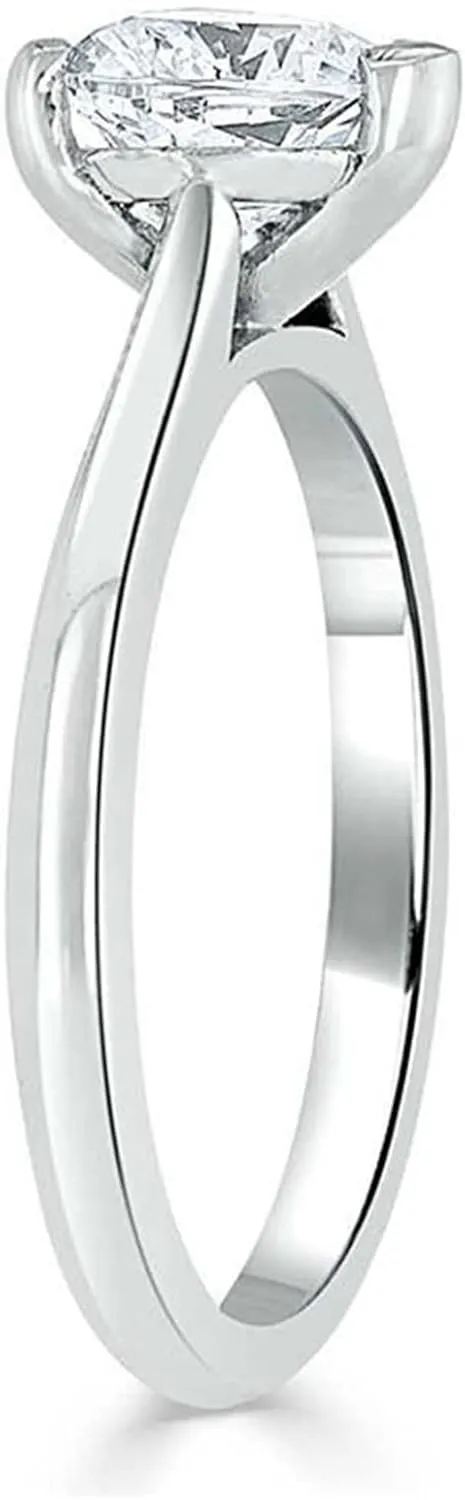 WSX Real Gold Lab Created Diamond Heart Engagement Rings Solitaire Rings Wedding Promise Rings for Women, 4 Prong, DEF