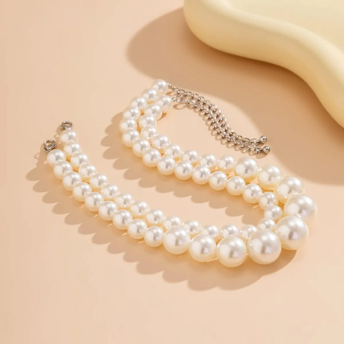 Y 14K Gold Plated Pearl Necklace - Dainty Gold Beaded Pearl Choker Chain Necklace for Women - Prom, Wedding, Bridal, Bridesmaid Jewelry