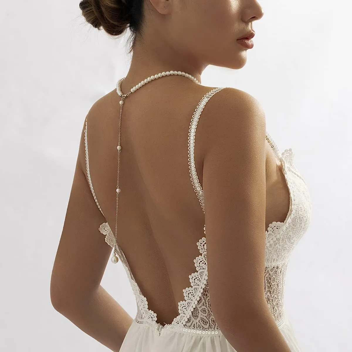 Y 14K Gold Plated Pearl Necklace - Dainty Gold Beaded Pearl Choker Chain Necklace for Women - Prom, Wedding, Bridal, Bridesmaid Jewelry