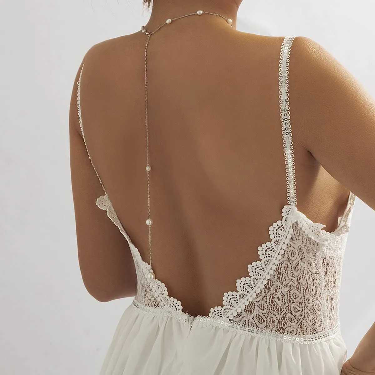 Y 14K Gold Plated Pearl Necklace - Dainty Gold Beaded Pearl Choker Chain Necklace for Women - Prom, Wedding, Bridal, Bridesmaid Jewelry