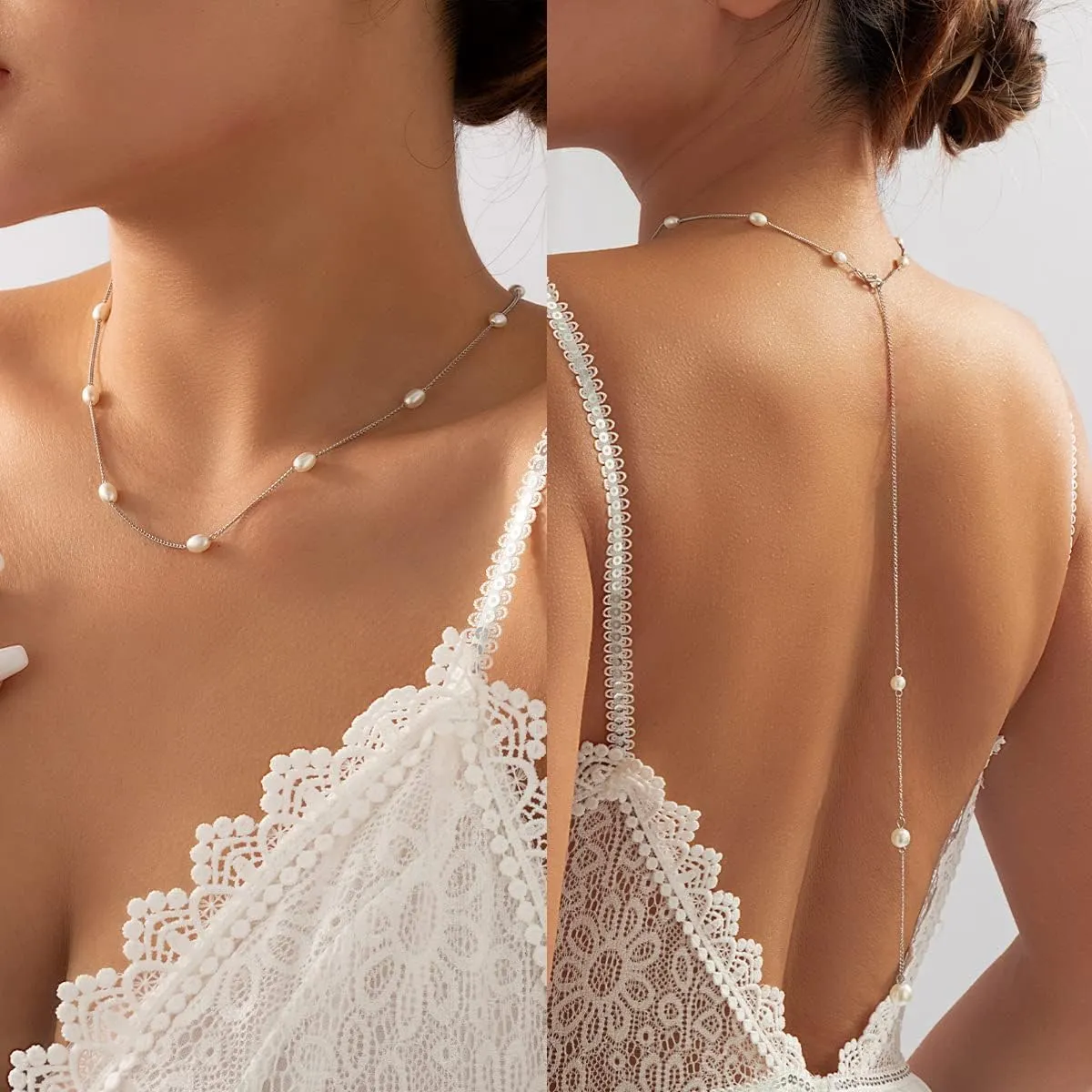 Y 14K Gold Plated Pearl Necklace - Dainty Gold Beaded Pearl Choker Chain Necklace for Women - Prom, Wedding, Bridal, Bridesmaid Jewelry